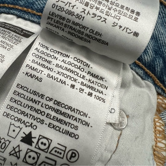 LEVI’S PREMIUM 501 Medium Light Wash Distressed High Rise Cutoff Denim Shorts 26 - Picture 15 of 16